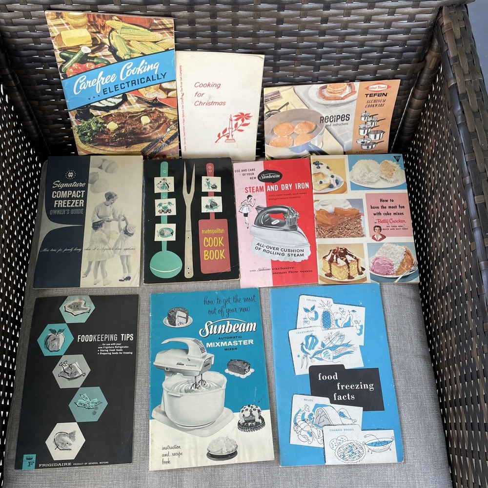 Vintage Lot Of 10 Recipe Pamphlets Booklets Sunbeam Teflon Advertising Branding